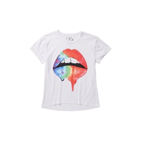 [Chaser] Classic White Rainbow Lips Graphic Tee - Picture 4 of 6